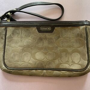 Pre Loved Brown Coach Clutch/ Wristlet with Strap